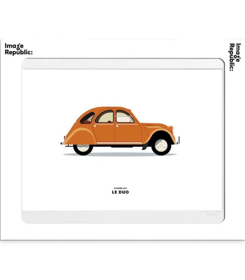 Affiche Le Duo Voiture Citroen 2Cv Orange 40 X 50 Cm