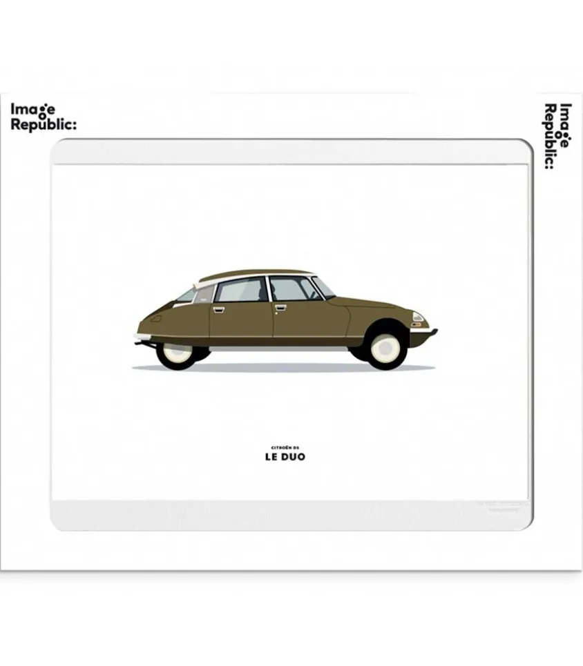 Affiche Le Duo Voiture Citroen Ds Marron