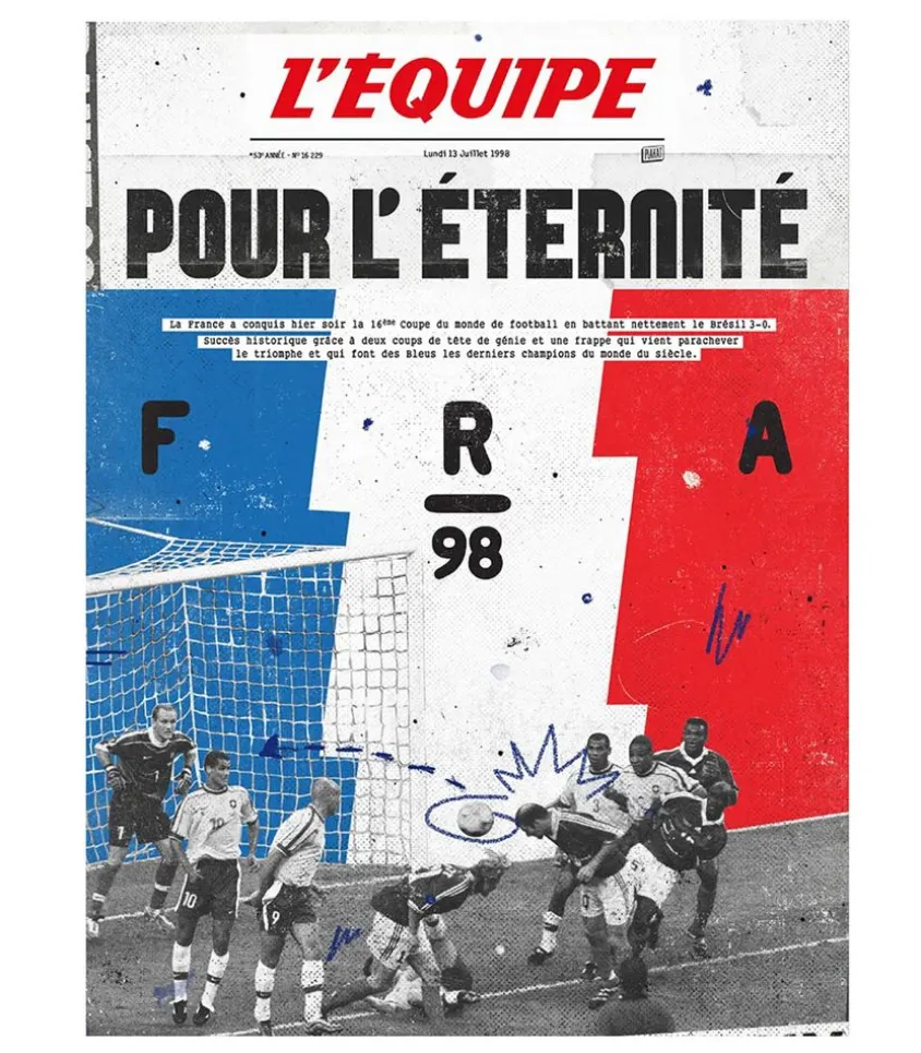 Affiche L'Equipe France 98 - 50 X 70Cm