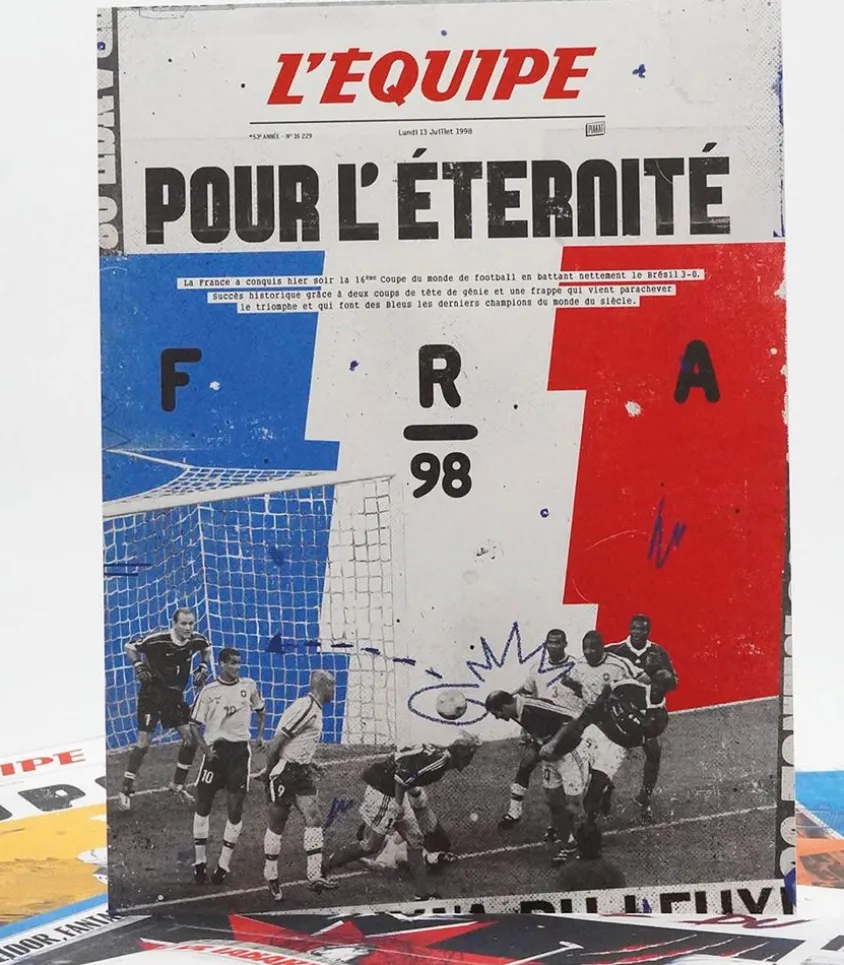 Affiche L'Equipe France 98 - 50 X 70Cm