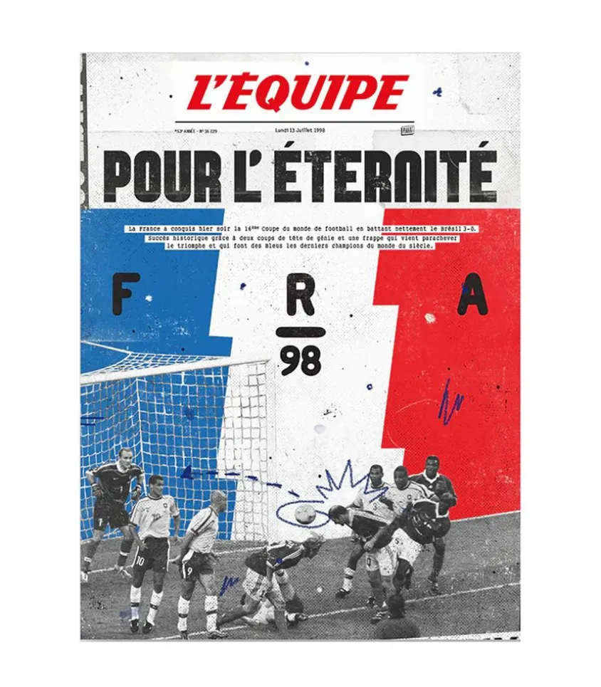Affiche L'Equipe France 98 - 30 X 40Cm