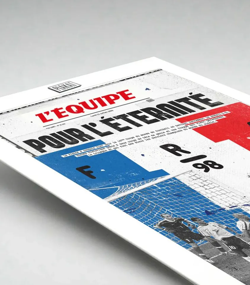Affiche L'Equipe France 98 - 30 X 40Cm