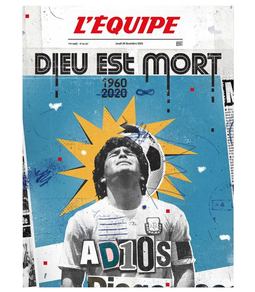 Affiche L'Equipe Maradona 50 X 70Cm