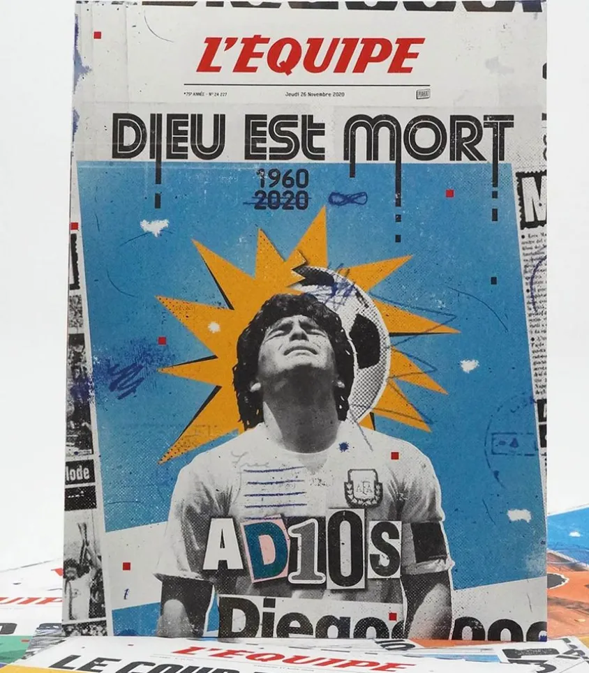 Affiche L'Equipe Maradona 50 X 70Cm