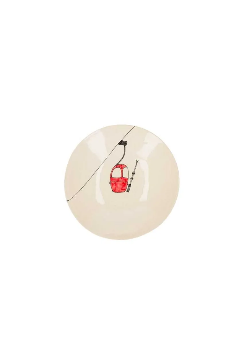 Assiette Creuse En Ceramique "Telecabine Rouge"