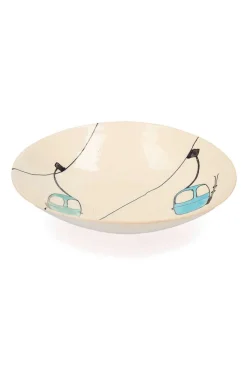 Assiette Creuse En Ceramique "Telecabines Vertes Et Bleues"