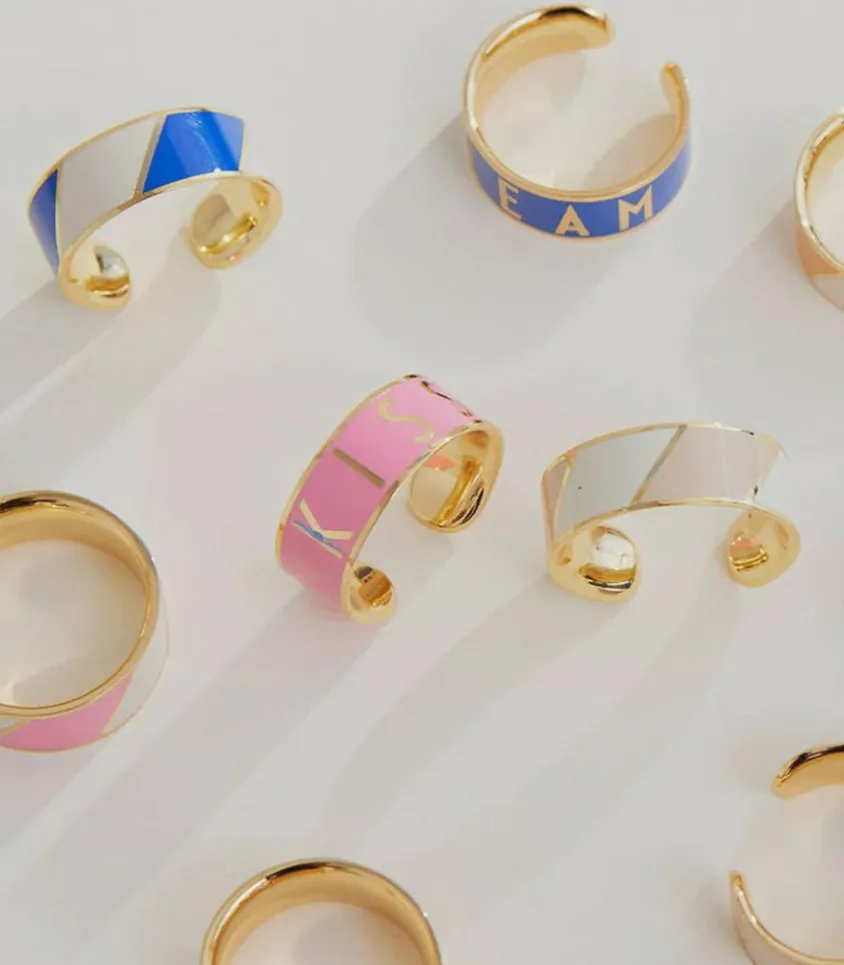 Bague Ajustable Big Striped Candy Pink White