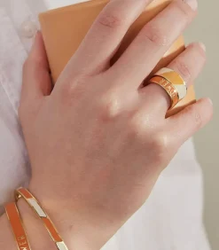 Bague Ajustable Big Striped Candy Orange White