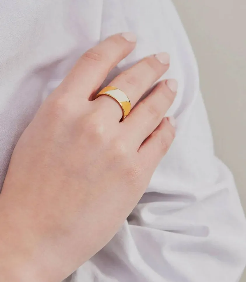 Bague Ajustable Big Striped Candy Orange White