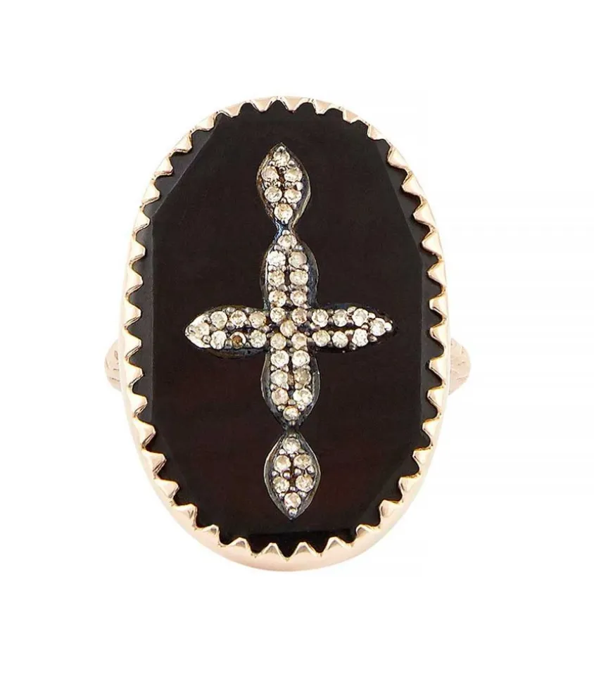 Bague Bowie N°3 Noir Et Diamants