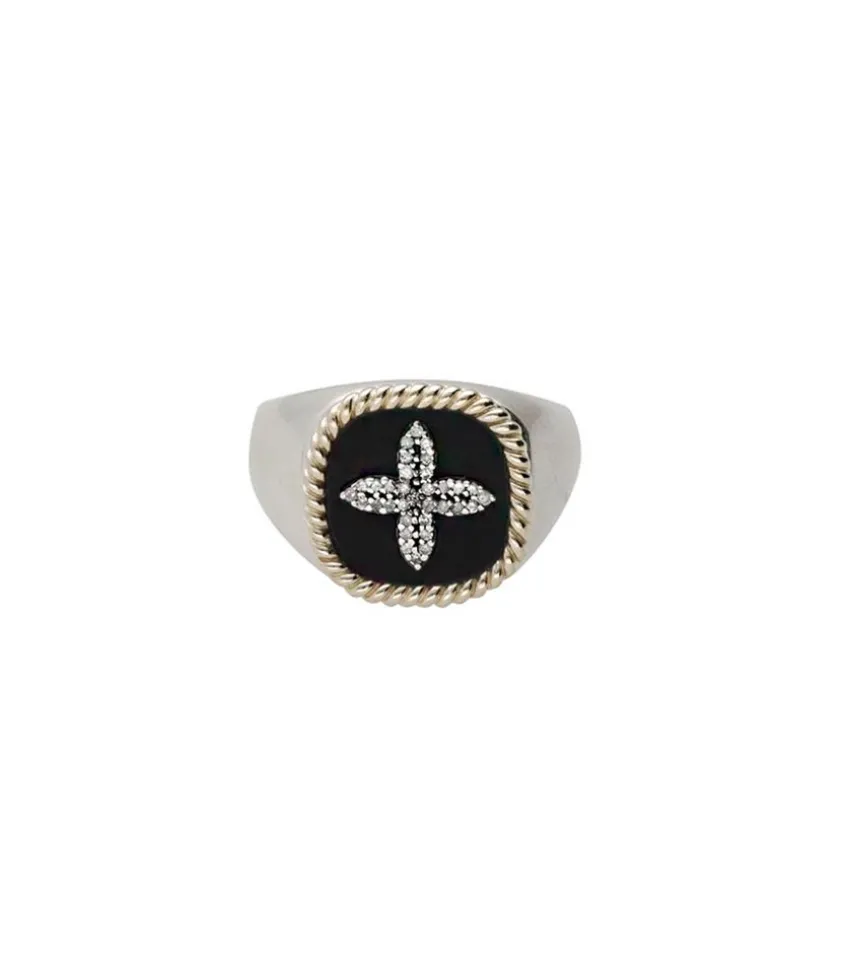 Bague Chevaliere Bowie Noir Diamants