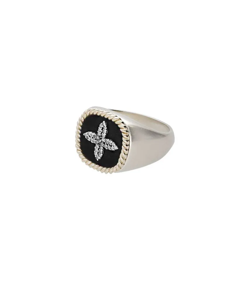 Bague Chevaliere Bowie Noir Diamants