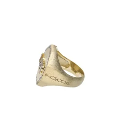 Bague Chevaliere Love Or Jaune Saphirs Blancs