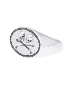 Bague Chevaliere Twins Skulls En Argent