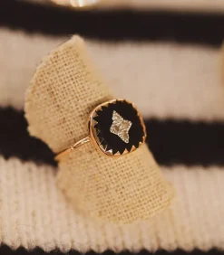 Bague Pierrot Noir Et Diamants