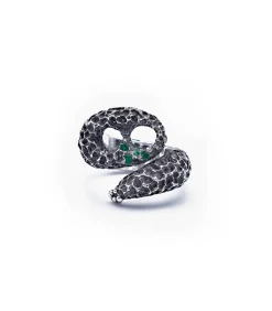 Bague Serpente A Sonagli Emeraude Argent