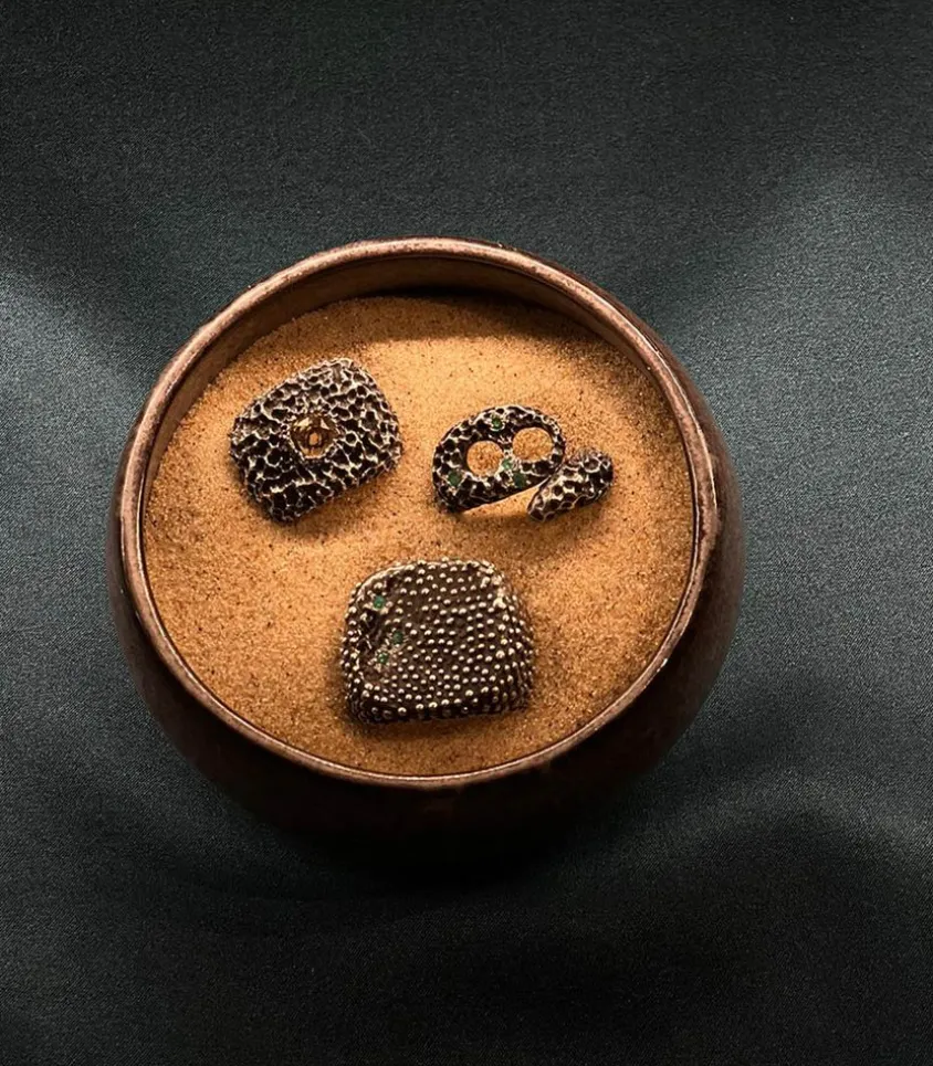 Bague Serpente A Sonagli Emeraude Argent