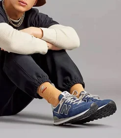 Baskets 574 Bleu Marine Et Blanc