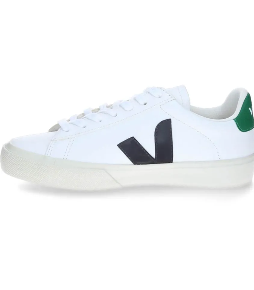 Baskets Campo Chromefree Leather White Black Emeraude