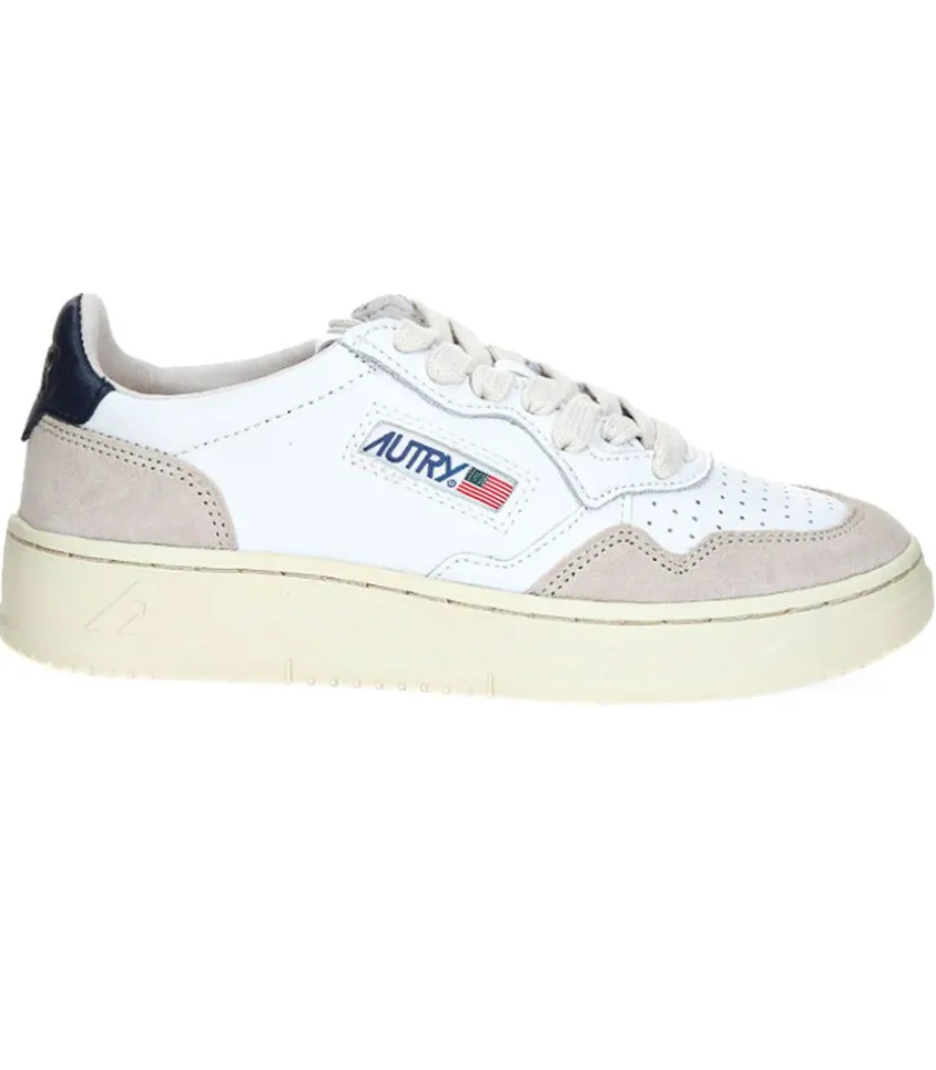 Baskets Homme Medalist Cuir Suede Blanc/Navy Blue