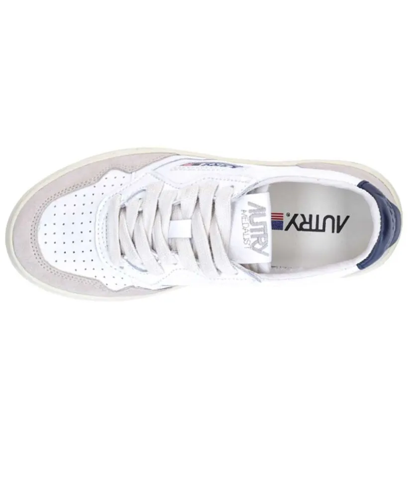 Baskets Homme Medalist Cuir Suede Blanc/Navy Blue