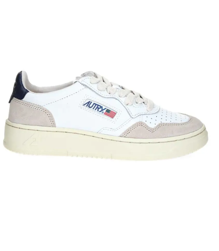 Baskets Medalist Low Cuir Suede Blanc/Navy Blue