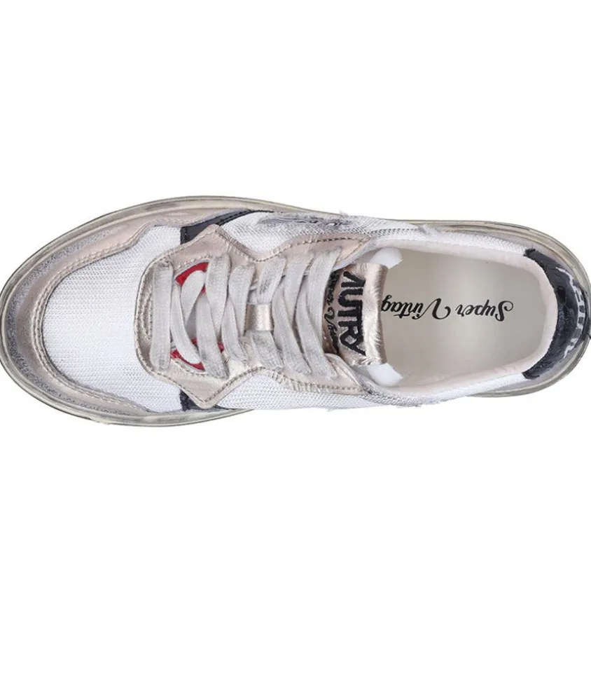 Baskets Medalist Low Super Vintage En Mesh Et Daim Blanc Et Or