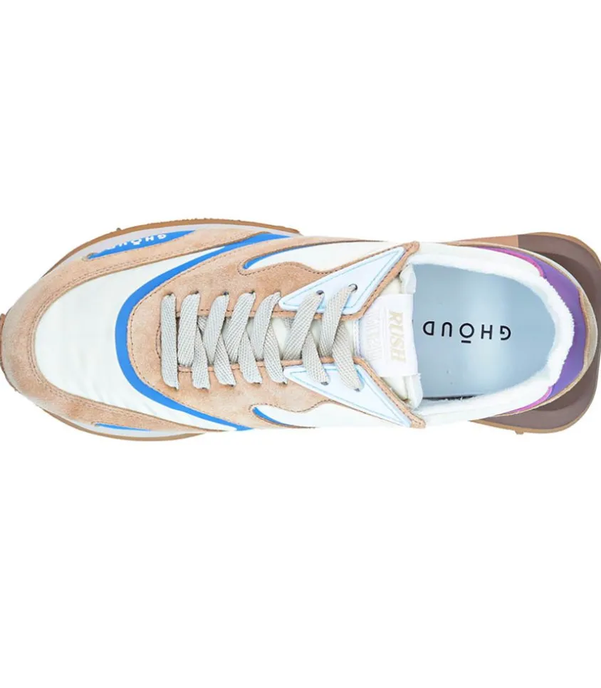 Baskets Rush Gr2 Low Nylon Cuir Suede Cream Avio