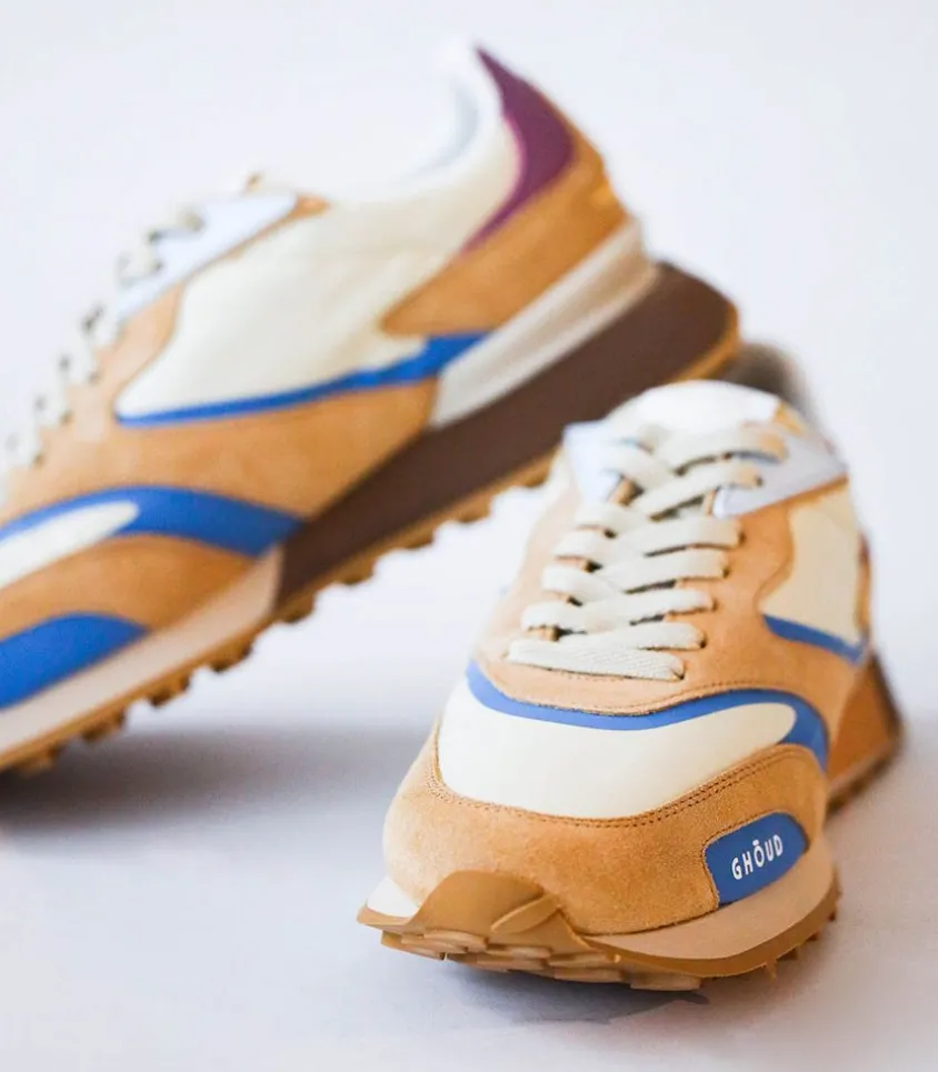 Baskets Rush Gr2 Low Nylon Cuir Suede Cream Avio