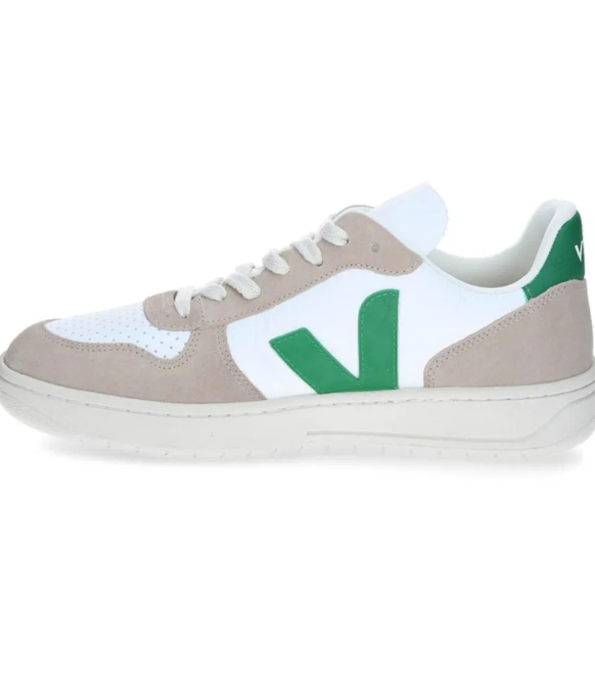 Baskets V-10 Chromefree Leather White Emeraude Sahara