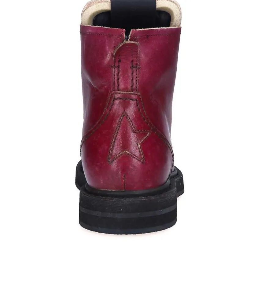 Boots A Lacets Ele Bordeaux