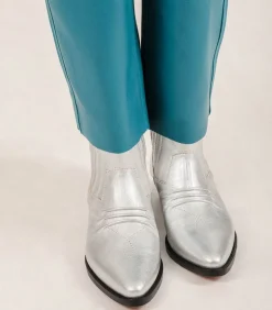 Boots En Cuir Rose Galaxy Matte Silver