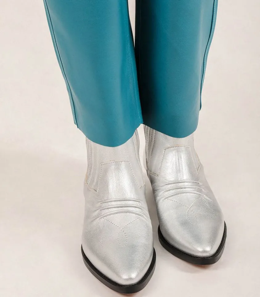 Boots En Cuir Rose Galaxy Matte Silver