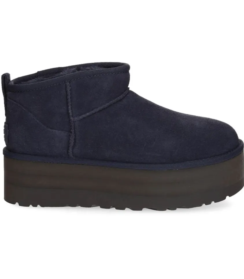 Bottines Classic Ultra Mini Plateforme Daim Bleu