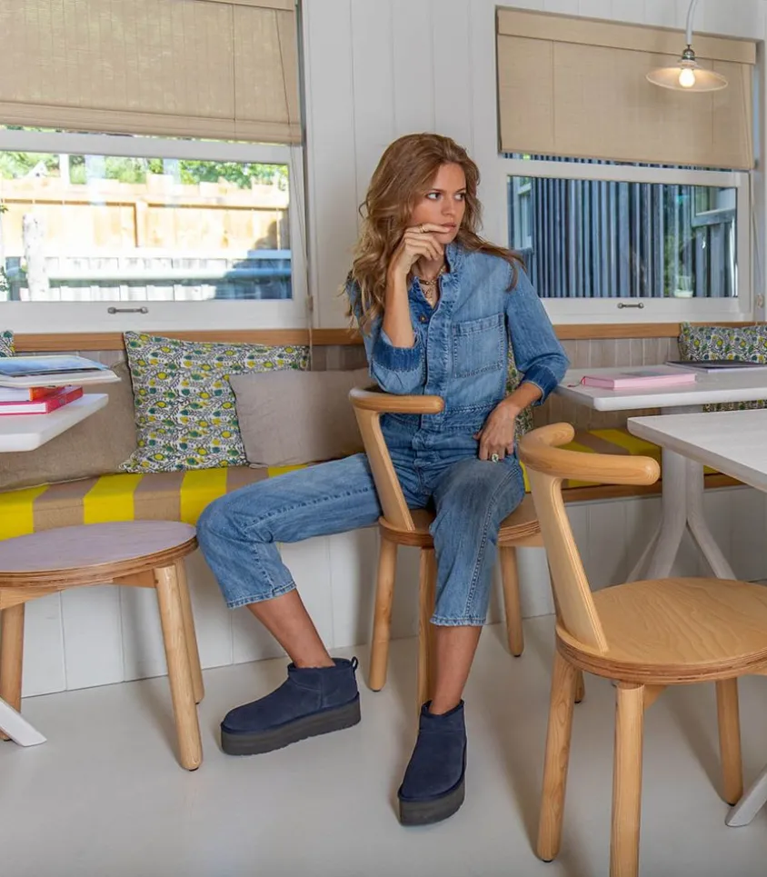 Bottines Classic Ultra Mini Plateforme Daim Bleu