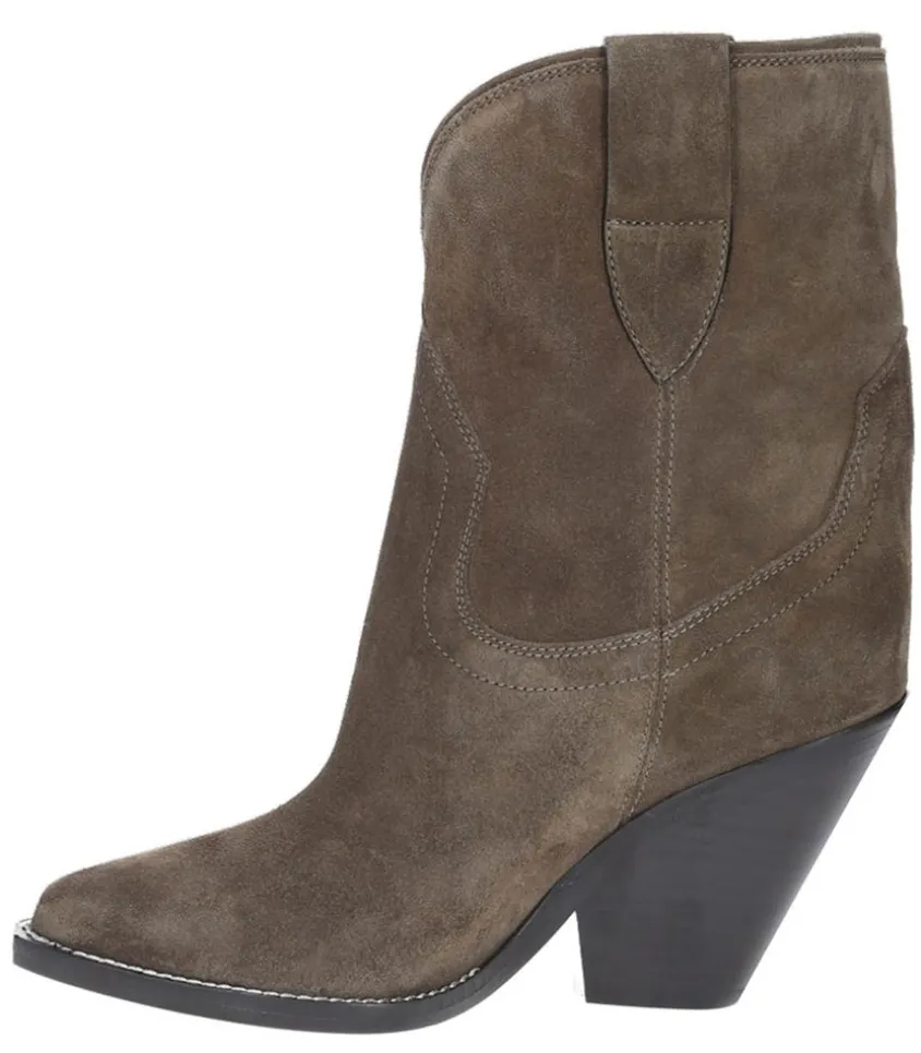 Bottines Veau Velours Leyane Khaki