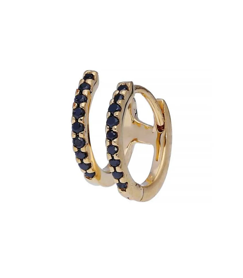 Boucle D'Oreille Double Creole Diamants Noirs