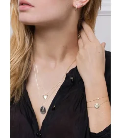 Boucle D'Oreille Mini Creole A Pointe Or Jaune Et Diamants