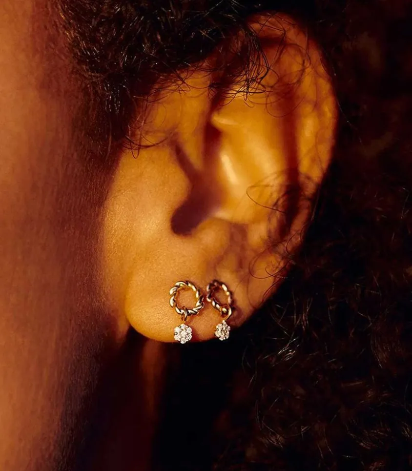 Boucle D'Oreille Puce Dunaway Or Rose Et Diamants