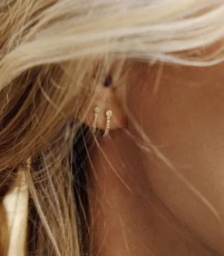 Boucle D'Oreille Semi Pavee Or Jaune Et Diamants