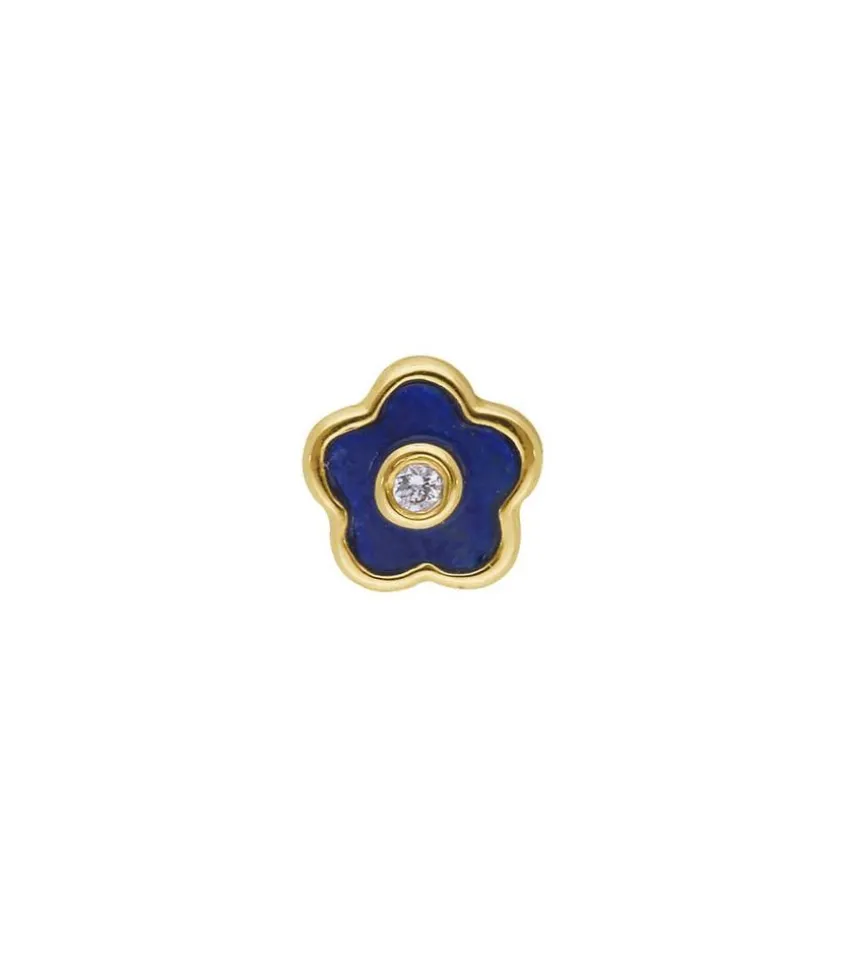 Boucle D'Oreille Stud Flower Lapis