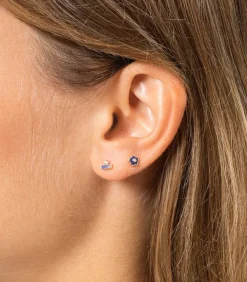 Boucle D'Oreille Stud Flower Lapis