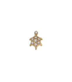 Boucle D'Oreille Stud Tortue Or Jaune Et Diamants