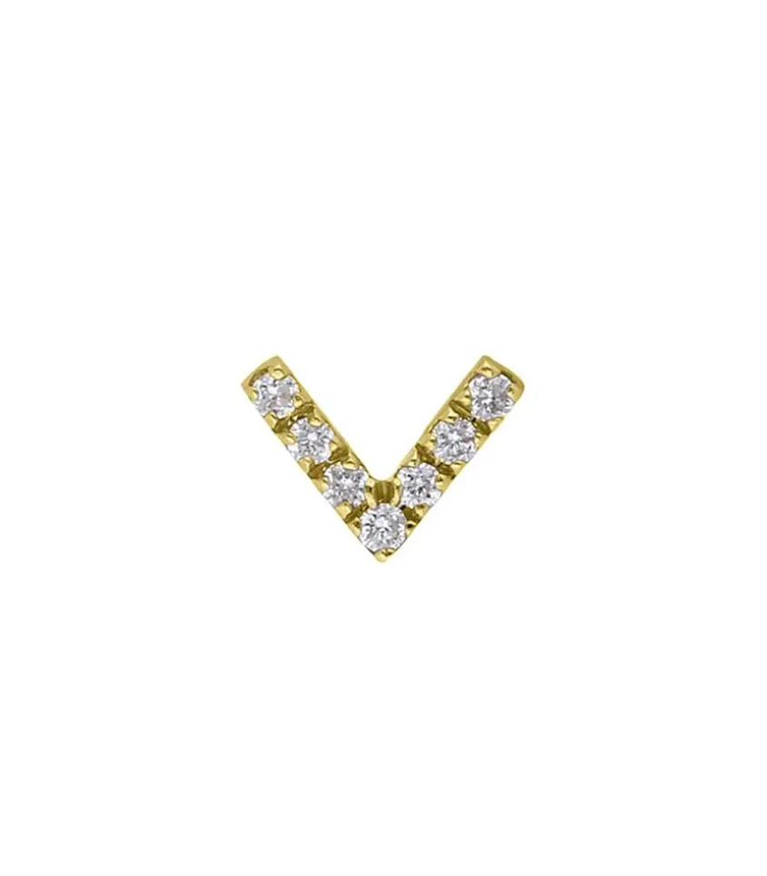Boucle D'Oreille Stud V Diamants En Or