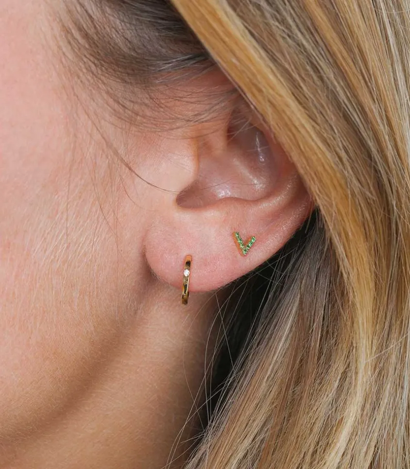 Boucle D'Oreille Stud V Tsavorites