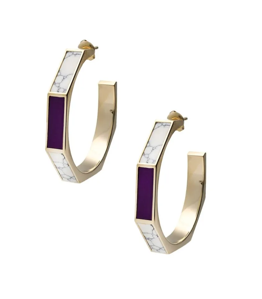 Boucles D'Oreilles A Design Octogonal Plum