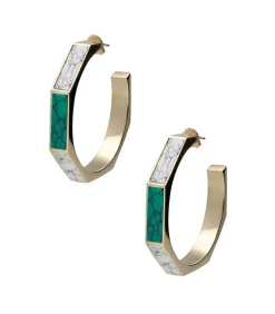 Boucles D'Oreilles A Design Octogonal Green