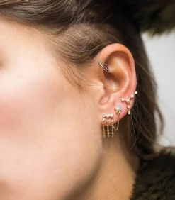 Boucles D'Oreilles Chaine Constellations Triple Diamants