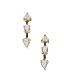 Boucles D'Oreilles Kad Argent, Or Et Diamants