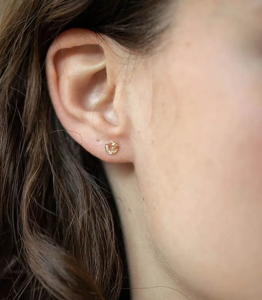 Boucles D'Oreilles Merkaba Diamants Lune